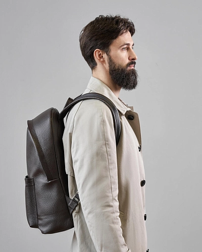 Рюкзак кожаный мужской GERALD MAX Brown Grain - фото - 9