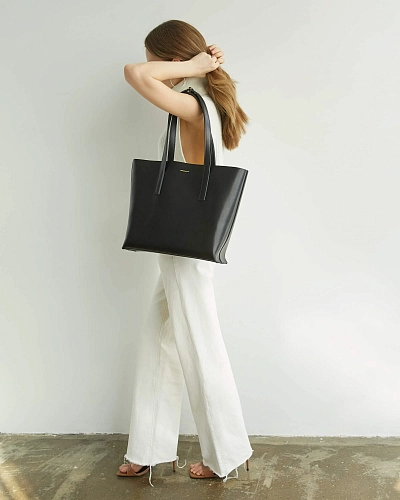 Кожаная сумка шоппер STELLA ZIP Black