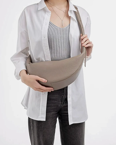 Сумка кожаная LEA Beige - фото - 6