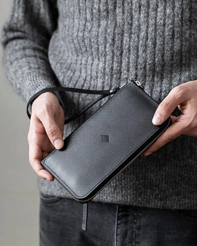 Кошелек на молнии MONTERRO Black с ремешком на руку - фото