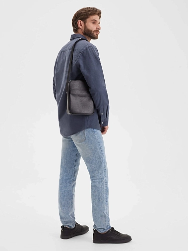 Сумка планшет мужская кожаная RUNNER Black Grain - фото - 1