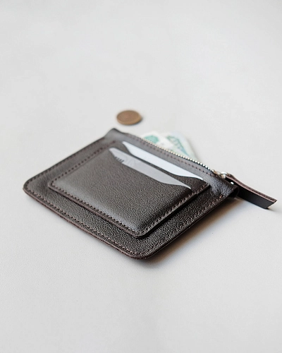 Мини кошелек кожаный SPIRIT Brown - фото - 3