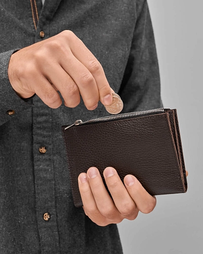 Кошелек кожаный NOVEL Brown Grain - фото - 1