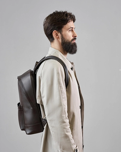 Рюкзак кожаный мужской GERALD Brown Grain - фото - 9