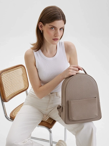 Рюкзак кожаный женский CLAIRE Beige - фото - 3