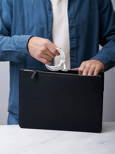 Кожаная папка для ноутбука 14 дюймов GRADE Black - фото - 1
