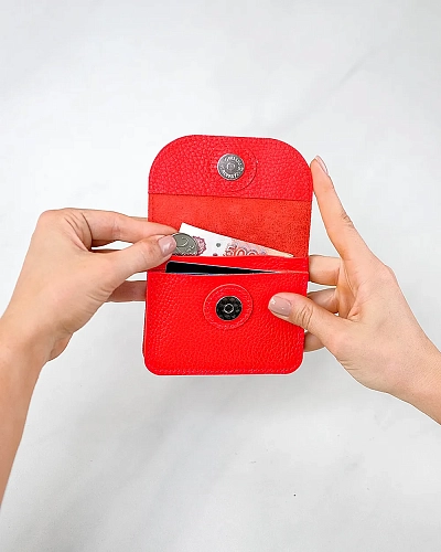 Мини кошелек кожаный AMO Red - фото - 4