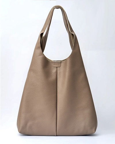 Кожаный шоппер MIA Beige - фото - 6