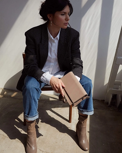 Сумка кроссбоди кожаная IRMA Coffee - фото - 2