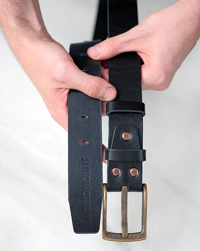 Ремень мужской FORT Black 120-125 см в деревянной коробочке - фото - 6